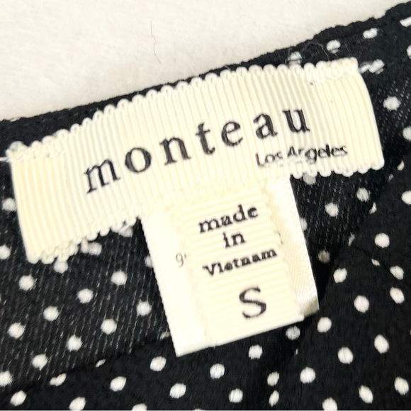 MONTEAU LOS ANGELES Juniors Retro Puff Sleeve Polka Dot Belted Jumpsuit Size S - Picture 9 of 13